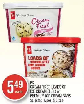 Shoppers Drug Mart Pc cream first, loads of ice cream or premium ice cream bars offer