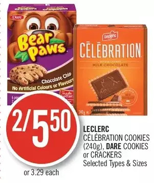 Shoppers Drug Mart Leclerc celebration cookies, dare cookies or crackers offer