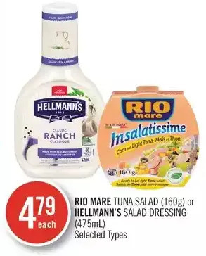 Shoppers Drug Mart Rio mare tuna salad or hellmann's salad dressing offer