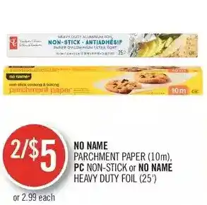 Shoppers Drug Mart No name parchment paper, pc non-stick or no name heavy duty foil offer