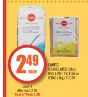 Shoppers Drug Mart Lantic granulated (2kg), brilliant yellow or icing (1kg) sugar offer