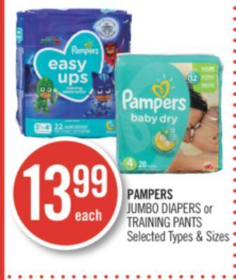 Shoppers Drug Mart Pampers jumbo diapers or training pants offer