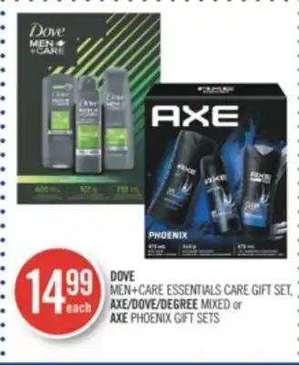 Shoppers Drug Mart Dove men+care essentials care gift set, axe/dove/degree mixed or axe phoenix gift sets offer
