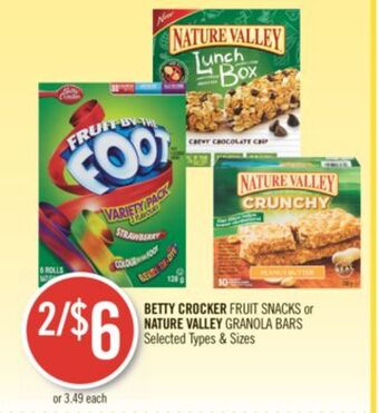 Shoppers Drug Mart Betty crocker fruit snacks or nature valley granola bars offer