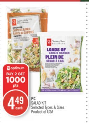 Shoppers Drug Mart Pc salad kit offer