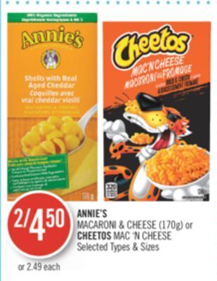 Shoppers Drug Mart Annie's macaroni & cheese (170g) or cheetos mac 'n cheese offer