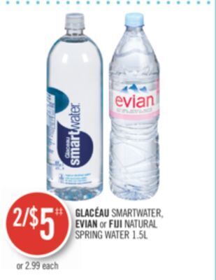 Shoppers Drug Mart Glacéau smartwater, evian or fiji natural spring water 1.5l offer