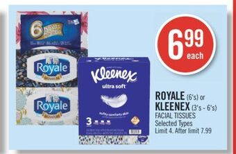 Shoppers Drug Mart Royale (6's) or kleenex (3's - 6's) facial tissues offer
