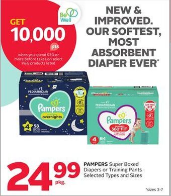 Rexall Pampers super boxed diapers or training pants offer