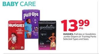 Rexall Huggies, pull. ups or goodnites jumbo diapers or training pants offer