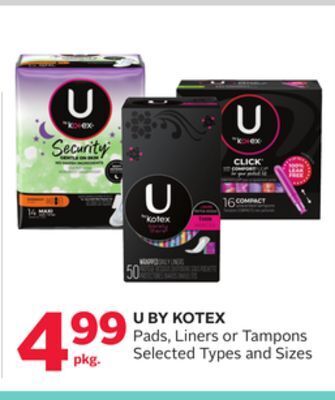 Rexall U by kotex pads, liners or tampons offer