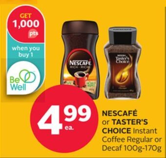 Rexall Nescafé or taster's choice instant coffee regular or decaf offer