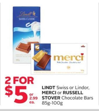 Rexall Lindt swiss or lindor, merci or russell stover chocolate bars offer