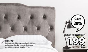 JYSK Fristad button tufted grey velour fabric offer
