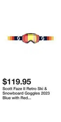 Sport Chek Scott faze ii retro ski & snowboard goggles 2023 blue with red chrome lens offer