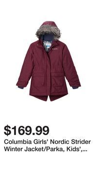 Sport Chek Columbia girls' nordic strider winter jacket/parka, kids', insulated, waterproof, hooded offer