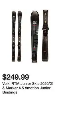 Sport Chek Volkl rtm junior skis 2020/21 & marker 4.5 vmotion junior bindings offer