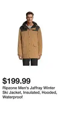 Sport Chek Ripzone men's jaffray winter ski jacket, insulated, hooded, waterproof offer