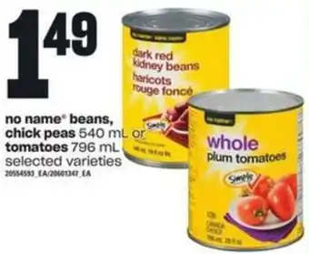 Atlantic Superstore No Name Beans, Chick Peas 540 ml or Tomatoes 796ml offer