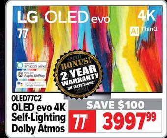 2001 Audio Video Lg 77" oled evo 4k self-lighting dolby atmos offer