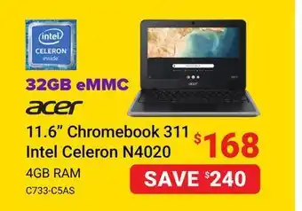 Visions Electronics Acer 11.6" chromebook 311 intel celeron offer
