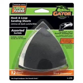 Lowe's Gator multi grade hook and loop detail sanding sheets (12-pack) offer