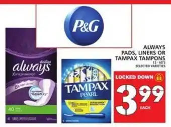 Food Basics Always pads, liners offer