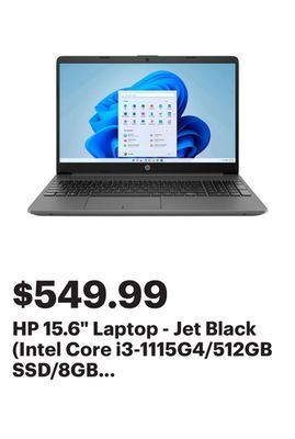 Best Buy Hp 15.6" laptop - jet black (intel core i3-1115g4/512gb ssd/8gb ram/windows 11 home) offer