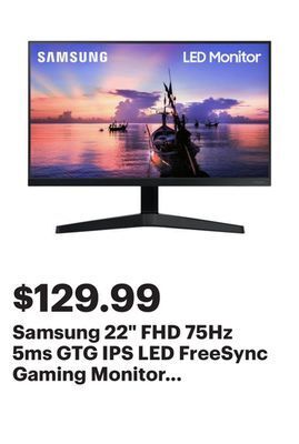 Best Buy Samsung 22" fhd 75hz 5ms gtg ips led freesync gaming monitor (lf22t350fhnxza) - dark blue grey offer