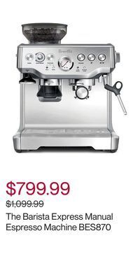 Hudson's Bay The barista express manual espresso machine bes870 offer