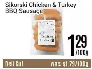 Nations Fresh Foods Sikorski chicken & turkey bbq sausage offer