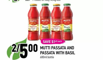 Coppa's Fresh Market Mutti passata and passata with basil offer