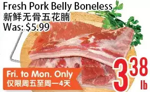 Bestco Food Mart Fresh pork belly boneless offer