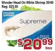 Top Food Supermarket Wonder head on white shrimp offer