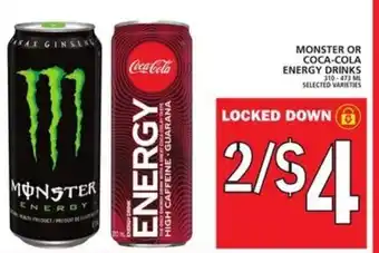 Food Basics Monster or coca-cola energy drinks offer