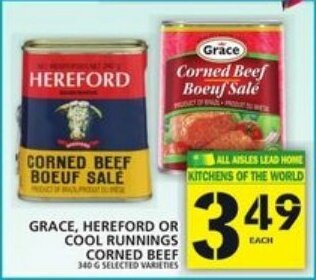 Food Basics Grace, hereford or cool runnings corned beef offer