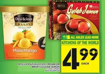 Food Basics Desi-licious kulfi ice cream or brar's gulab jamun offer