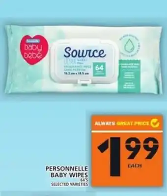 Food Basics Personnelle baby wipes offer