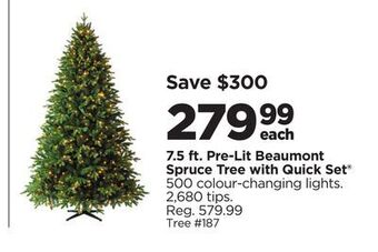 Michaels 7.5 ft. pre-lit beaumont spruce tree with quick set® offer