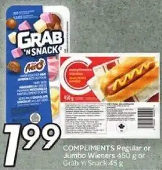 Compliments Regular Or Jumbo Wieners 450g Or Grab 'N Snack 45g