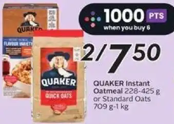 Safeway Quaker Instant Oatmeal 228-425g, Or Standard Oats 709g-1Kg offer