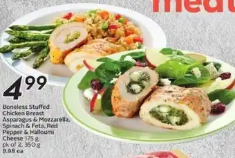 Safeway Boneless Stuffed Chicken Breast Asparagus & Mozzarella, Spinach & Feta, Red Pepper & Halloumi Cheese 175g Pk Of 2, 350g offer