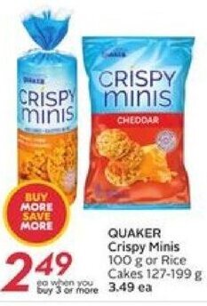 Safeway Quaker Crispy Minis 100g or Rice Cakes 127-199g offer