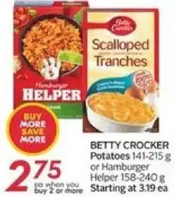 Safeway Betty Crocker Potatoes 141-215g Or Hamburger Helper 158-240g offer