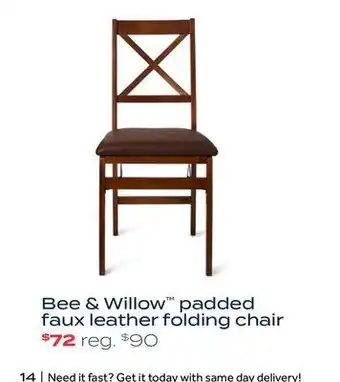 Bed Bath & Beyond Bee & willow™ padded folding chair in walnut/brown faux leather offer