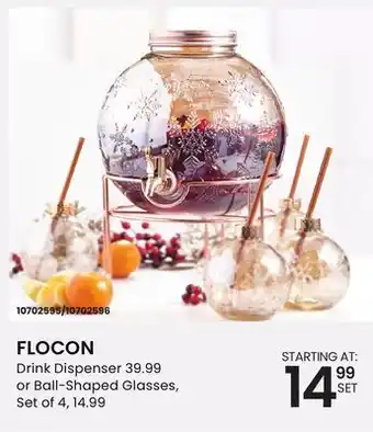 Stokes Drink dispenser or ball-shaped glasses offer