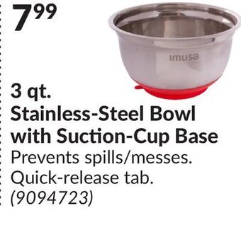 Princess Auto 3 qt. stainless-steel bowl with suction-cup base offer