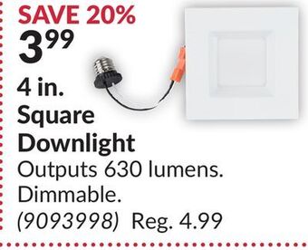 Princess Auto 4 in. square downlight offer