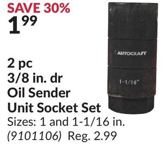Princess Auto 2 pc 3/8 in. dr oil sender unit socket set offer