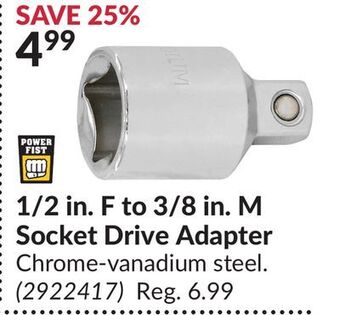 Princess Auto Socket drive adapter offer